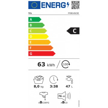 TCL FF0814SC0 Πλυντήριο Ρούχων 8kg με Ατμό 1400 Στροφών Inox